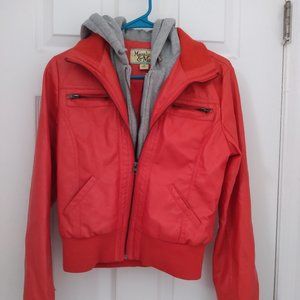 Faux red Leather Hoodie jacket - PTP 17